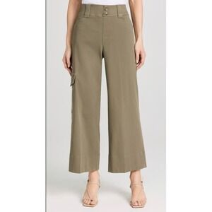 Spanx Stretch Twill Cropped Cargo Trouser Pants Olive Green Women's Small